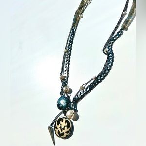 Paul Smith necklace Labradorite/Pearl/Silver/Wood-Inlay like new